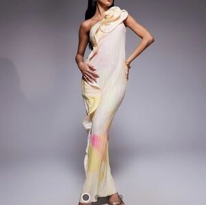 ASOS Cream and Pink One-Shoulder Jumpsuit